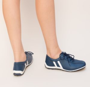 Pantofi office bleumarin cu sireturi extrem de comozi realizati din piele naturala Destini