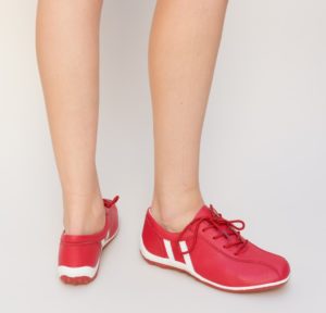 Pantofi rosii office cu sireturi extrem de comozi realizati din piele naturala Destini