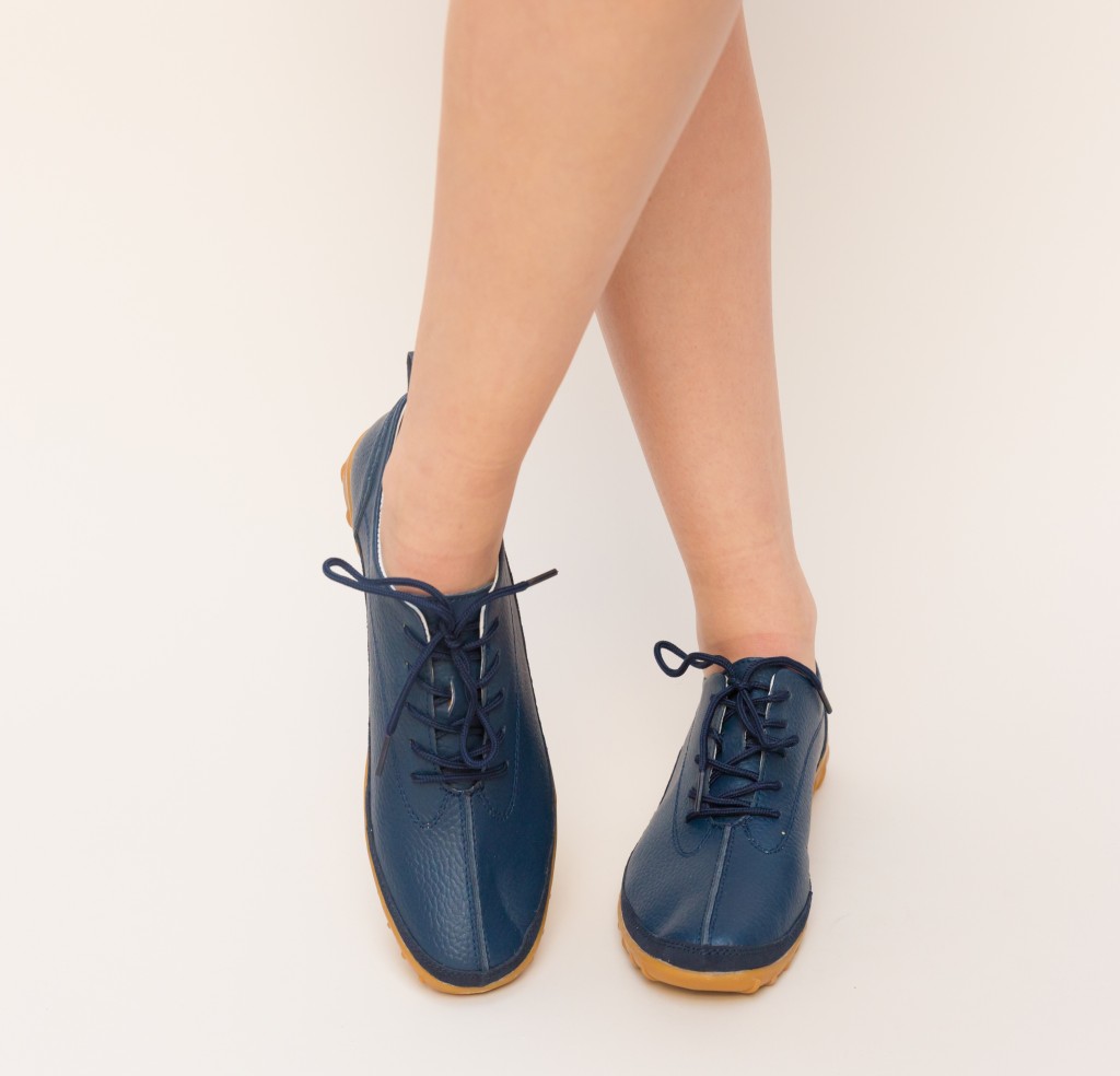 Pantofi casual bleumarin pentru tinute de zi confectionati din piele naturala Escan