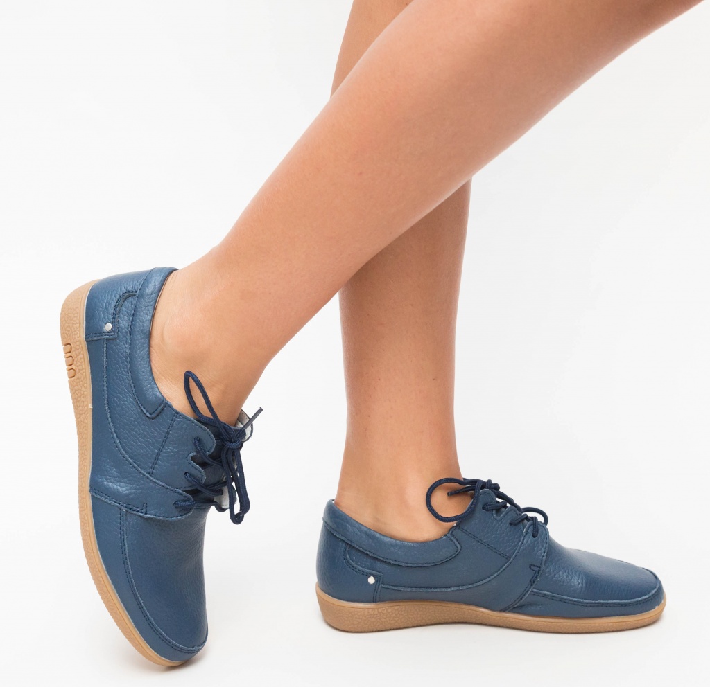 Pantofi office albastri din piele naturala Solio extrem de comozi si moderni