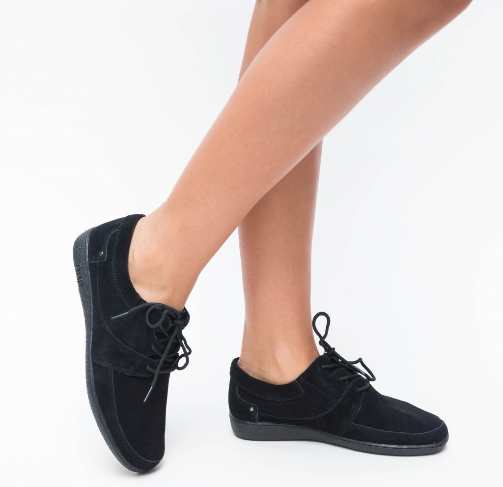 Pantofi office negri din piele naturala Solio extrem de comozi si moderni