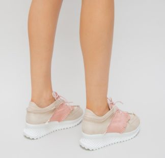 Pantofi sport roz de toamna comozi si moderni prevazuti cu franjuri Alinos