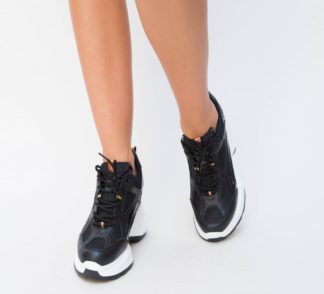 Pantofi dama negri sport la reducere cu inchidere cu sireturi Bips