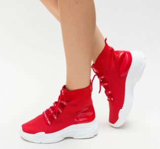 Pantofi dama rosii ieftini sport de toamna prevzuti cu sireturi Faby