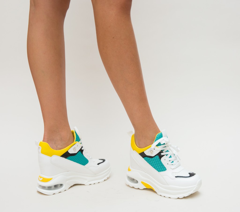 Pantofi sport albi cu aplicatii colorate Fedo