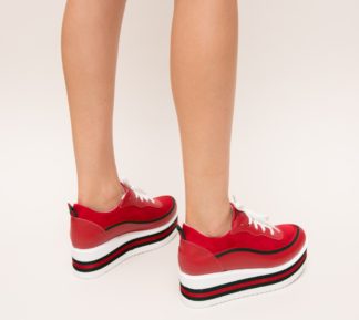 Pantofi dama ieftini sport rosii comozi cu platforma inalta de 5cm Gase