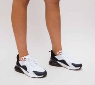 Adidasi comozi albi sport pentru femei realizati din material textil elastic Himax