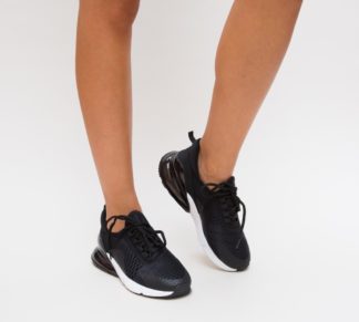 Adidasi comozi negri sport pentru femei realizati din material textil elastic Himax