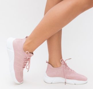 Pantofi roz sport comozi si ieftini realizati din material textil Liam