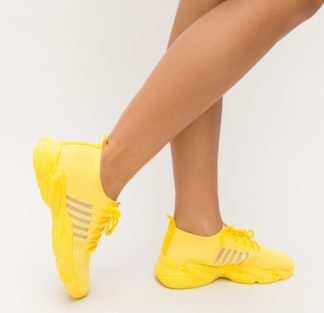 Pantofi galbeni sport comozi realizati din material textil ce permit pielii sa respire Limake