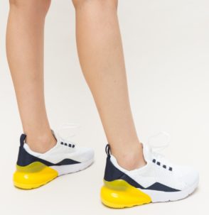 Pantofi sport albi de toamna foarte comozi si lejeri realizati din material textil Maxim