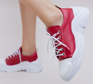 Pantofi dama rosii sport cu sireturi si talpa groasa comoda Milion