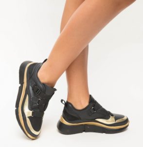 maze scientific Countless Pantofi sport dama aurii comozi si moderni confectionati din piele  ecologica de calitate Nemer – botine.famy.ro