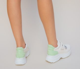 Pantofi dama verzi sport ieftini cu inchidere tip scai realizati din piele ecologica de calitate Seli